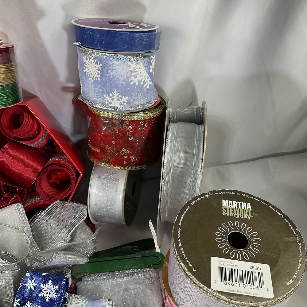 Large Ribbon Lot. Christmas Ribbon, Balloon Ribbon, Textured Ribbon All Colors - Picture 3 of 8